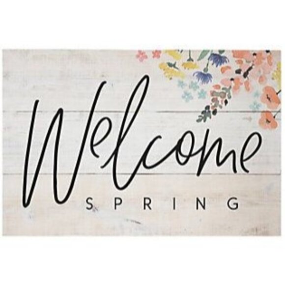 Welcome Spring Wood Shiplap Sign With Floral Design - Picture 1 of 1